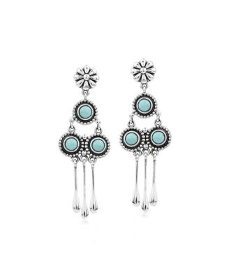 Turquoise Concha Chandelier Earrings in Sterling Silver
