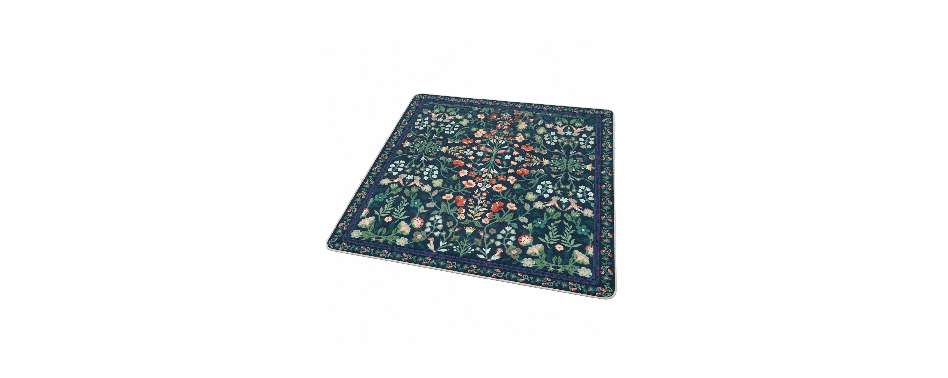 Lowking Vintage Floral Office Chair Mat Hard Floor Protection Smooth Quiet Glide Durable