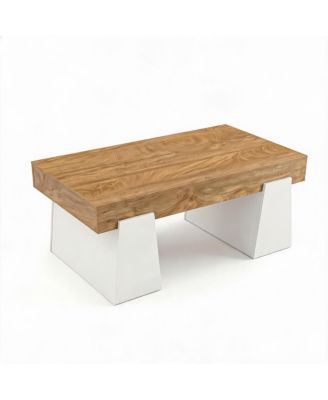 Farmhouse 47.2" Rectangular Coffee Table for Living Room, Heavy-Duty Design