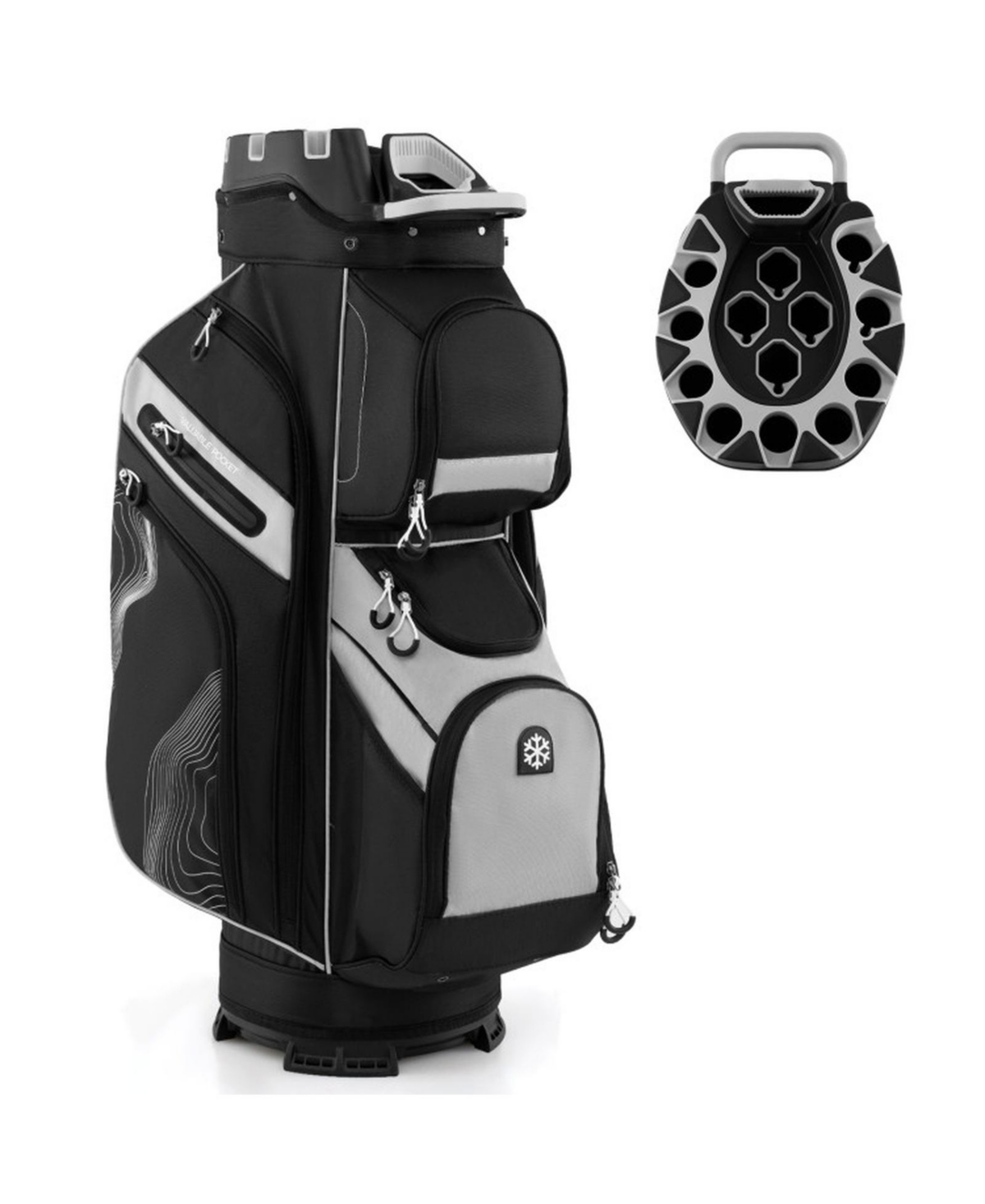 Hongge Golf Cart Bag Featuring Eleven Zippered Storage Pockets