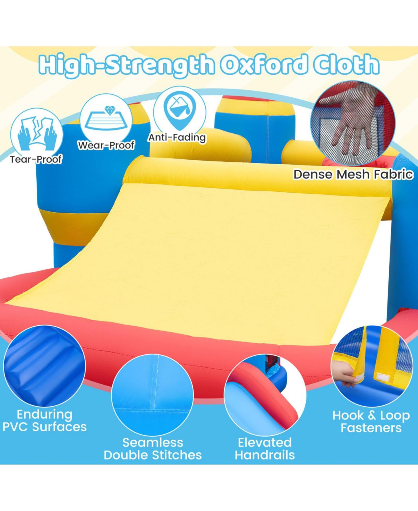 Детская игрушка SUGIFT Inflatable Bounce House with Slide, Ball Pit, Basketball Rim & Games, 550W Blower, Ages 3-12, цвет: Синий — фото 7