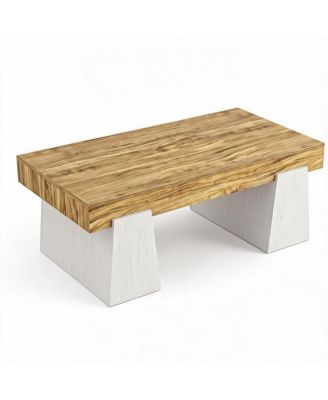 47.2" Farmhouse Rectangular Coffee Table for Living Room, Heavy-Duty Design