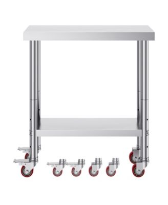 30 x 18 x 34 Inch Stainless Steel Work Table with 4 Wheels