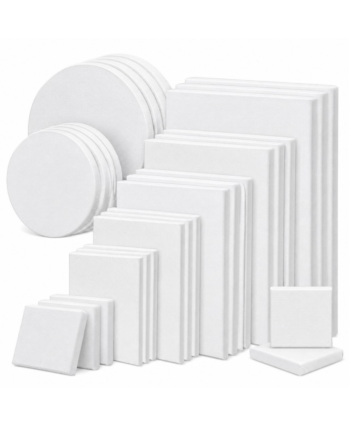 Lowking 24 Pack Multi Size Blank Stretched Canvas Painting Set for Artists - 24 packs - 8 sizes (3 of each)