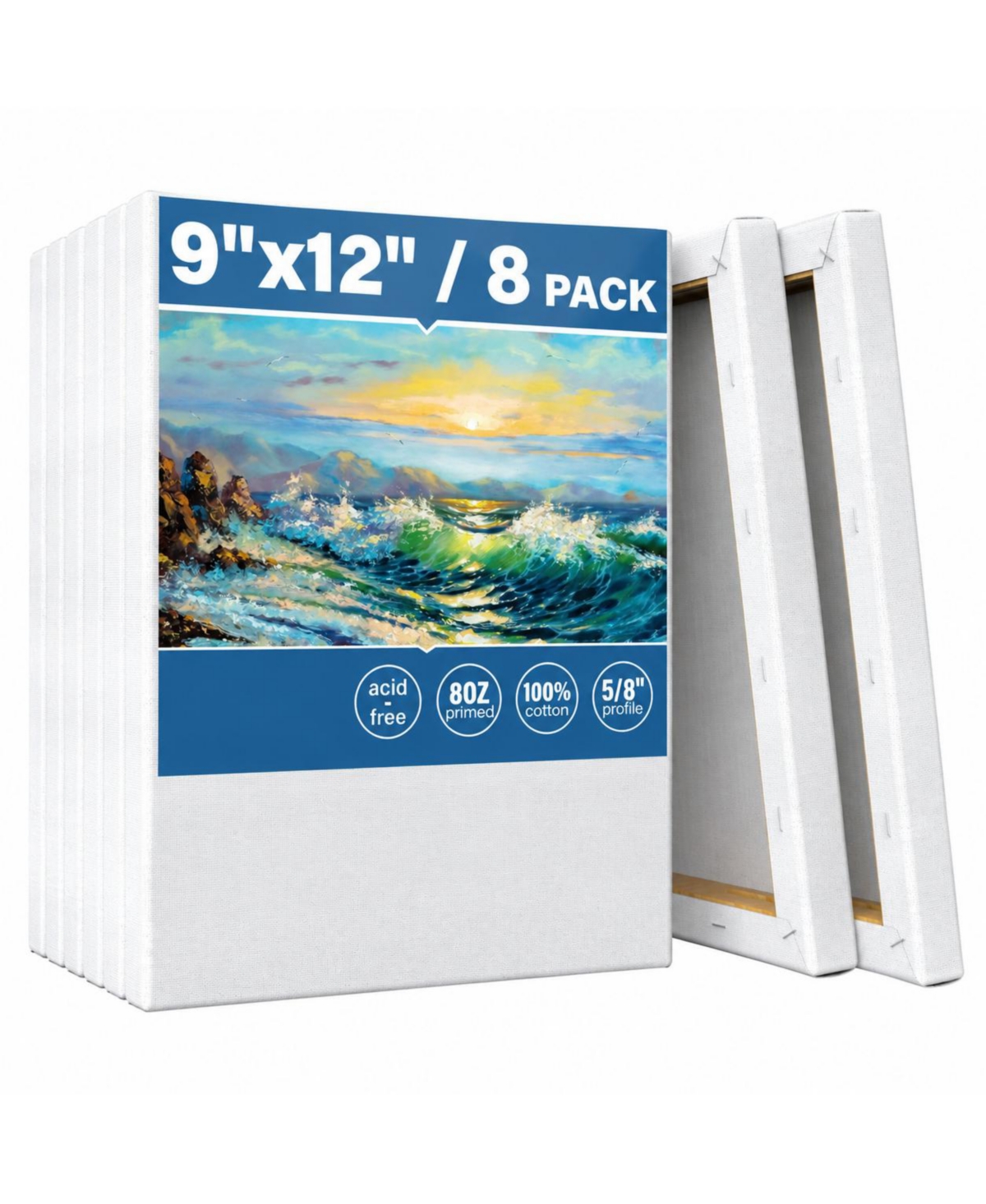 Lowking 8 Pack Pre Stretched Artist Canvas Framed Ready to Paint for Art Supplies - 8 pack