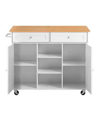 Mobile Rolling Kitchen Island with Foldable Drop Leaf