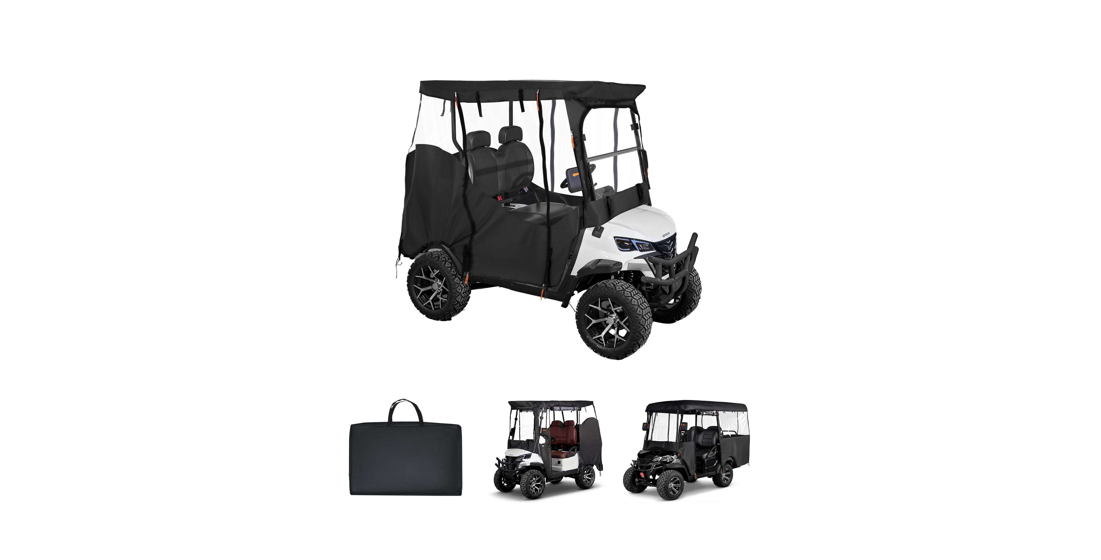 Hongge Full Enclosure Golf Cart Cover with Clear Windshield for 2 Passenger Carts