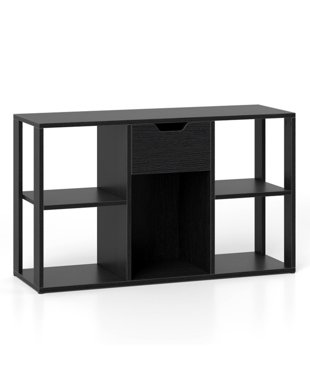 Sugift 5-Cube Bookcase with Storage Drawer Freestanding Bookshelf Modern Display Rack - Black