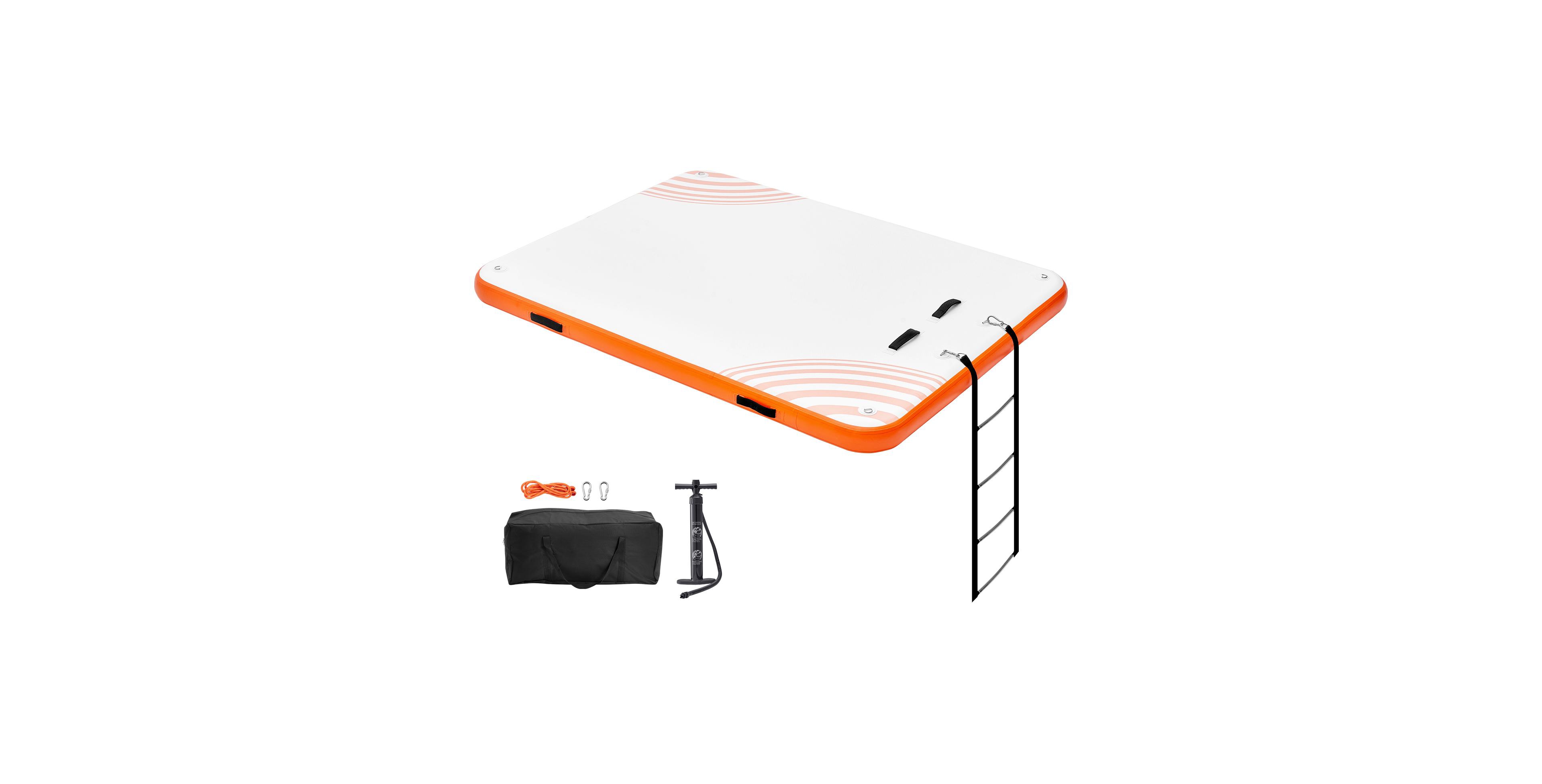 Sugift 8 x 6Feet Inflatable Floating Dock Platform with Detachable Ladder and Carrying Bag for Pool Beach