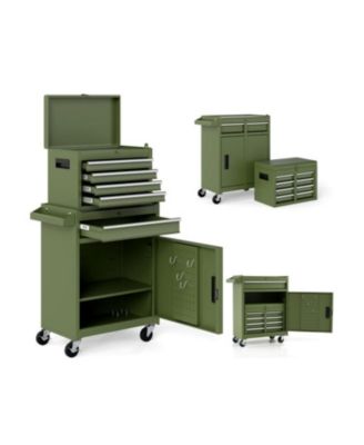2-in-1 Rolling Tool Chest with 5 Sliding Lockable Drawers