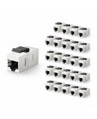 Cat7 Shielded RJ45 Keystone Coupler for Cat7/Cat6A/Cat6/Cat5e Ethernet Cables, 25-Piece
