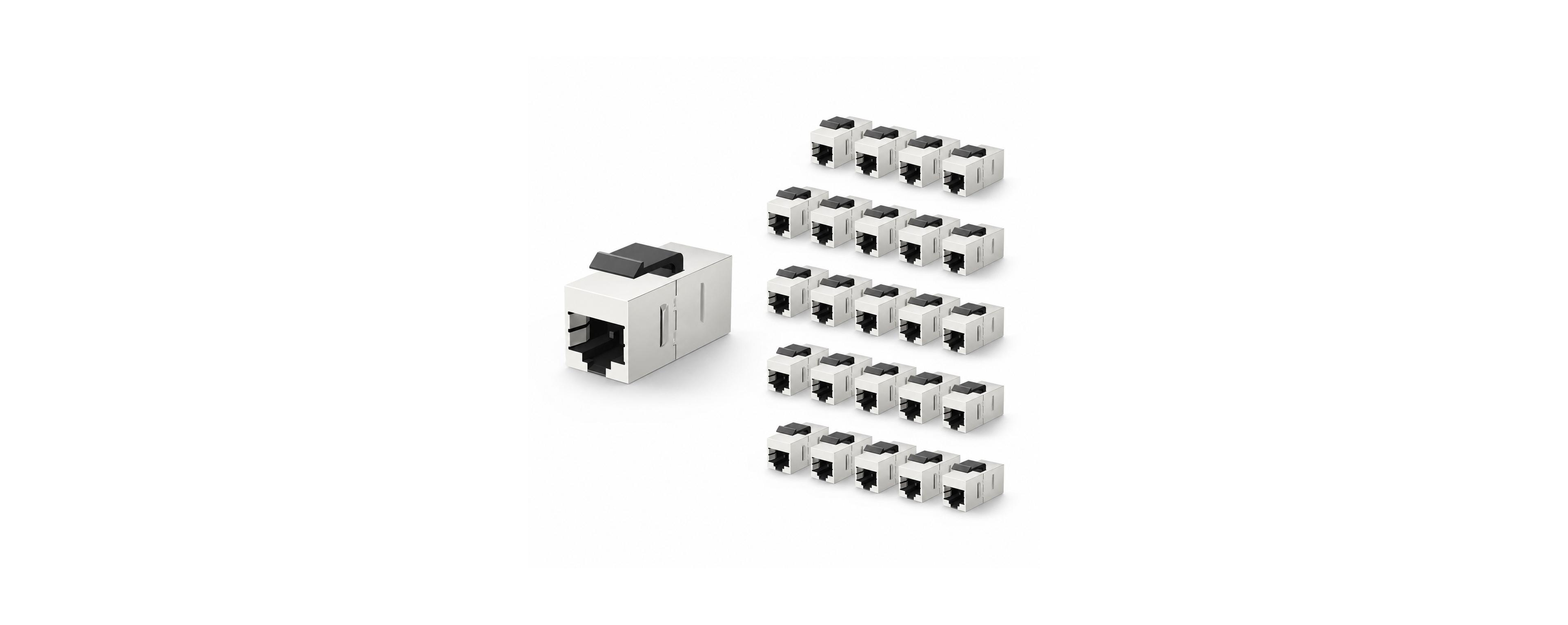 Lofree Cat7 Shielded RJ45 Keystone Coupler for Cat7/Cat6A/Cat6/Cat5e Ethernet Cables, 25-Piece
