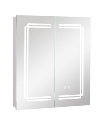 2-Door Bathroom Mirror Medicine Wall Cabinet with Lights