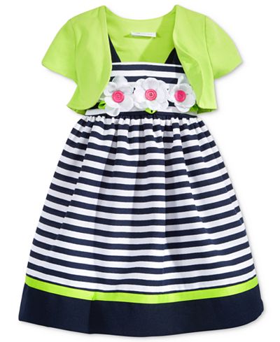 Bonnie Jean 2-Pc. Stripe Dress & Shrug Set, Toddler & Little Girls (2T-6X)