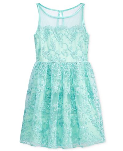 Crystal Doll Illusion Lace Party Dress, Big Girls (7-16)