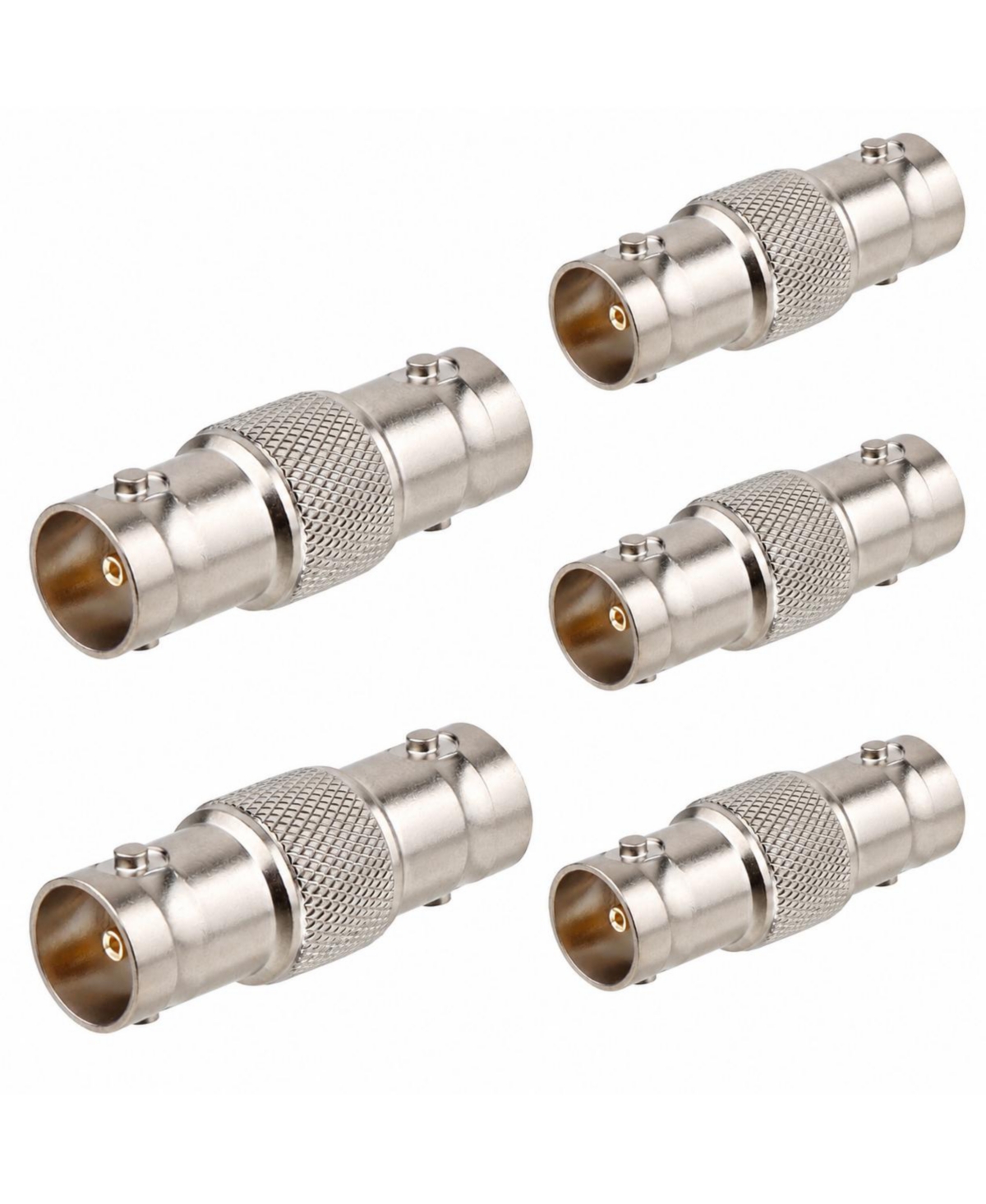 Lofree 5 Pcs Bnc Female to Female Barrel Connector 75 Ohm Adapter for Sdi Cctv Camera Video Cable - Silver