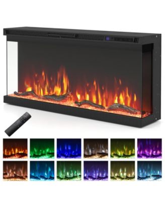 36 in 3-Sided Electric Fireplace Insert for Recess or Wall