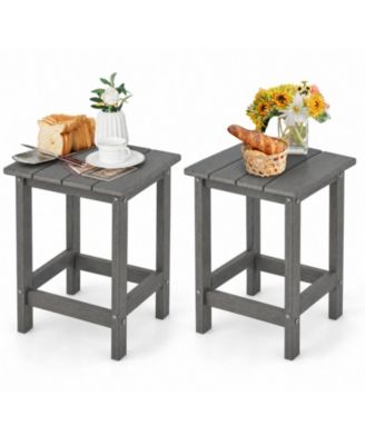 Set of 2 Square HDPE Adirondack Side Tables for Patios