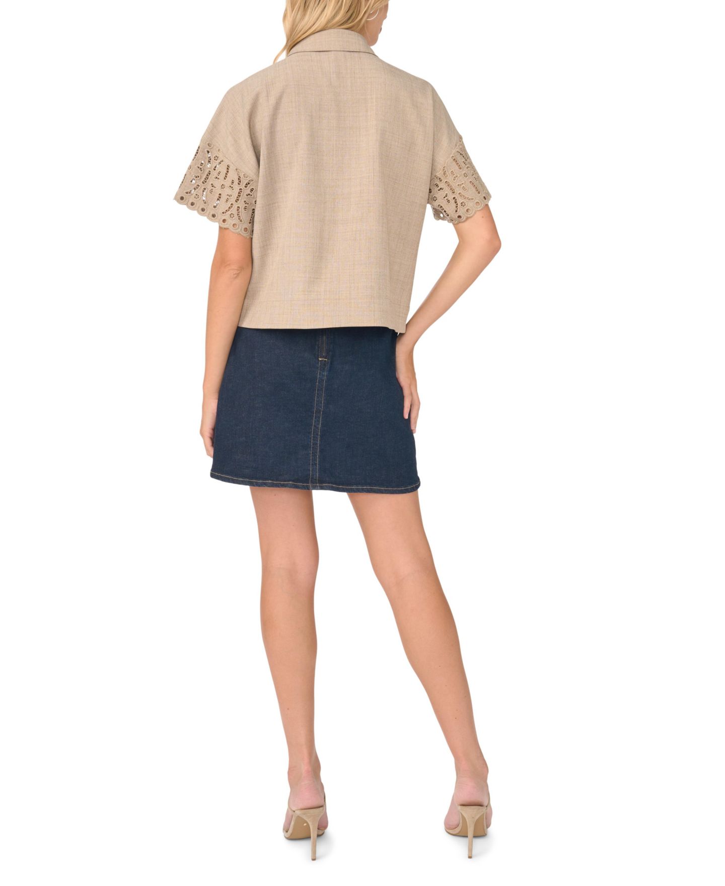 Женская блузка Vince Camuto Button Front Embroidery Sleeve, цвет: Пыльный серо-коричневый — фото 5