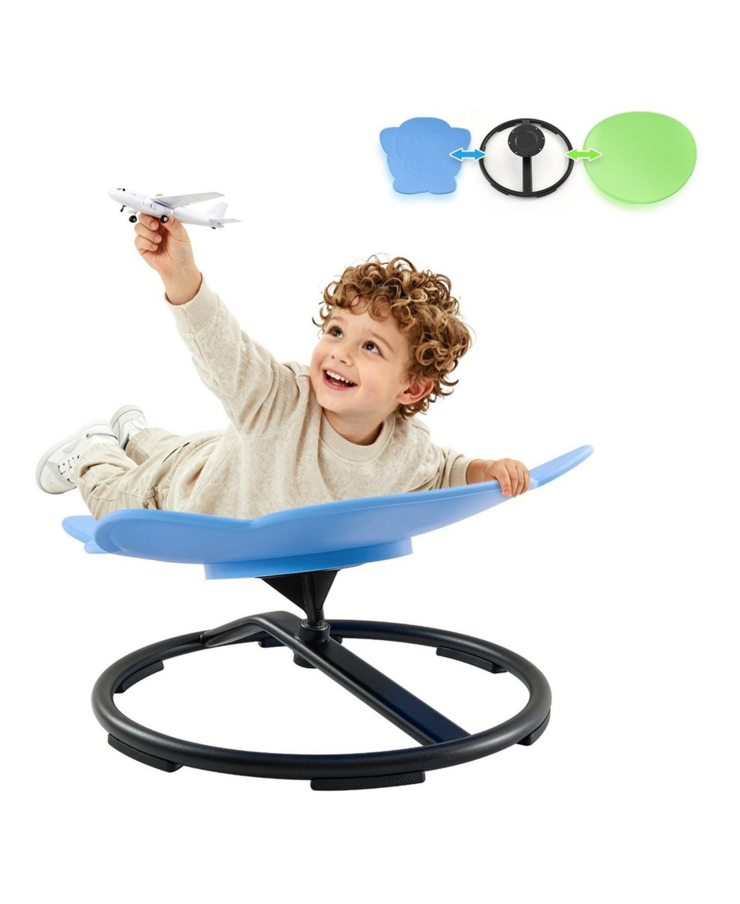 Детская игрушка HONGGE Spinning Swivel Chair with Two Swappable Seats, 220 lb. Capacity, Ages 3-12, цвет: Синий зелёный — фото 3
