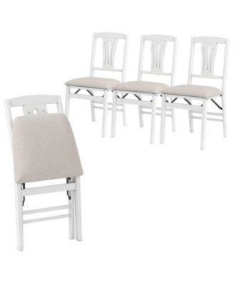 Set of 4 Folding Upholstered Dining Chairs with Comfy Padded Seats for Kitchen