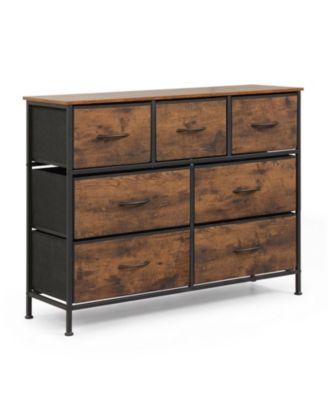7-Drawer Wide Dresser with 2-Sized Folding Fabric Drawers for Bedroom