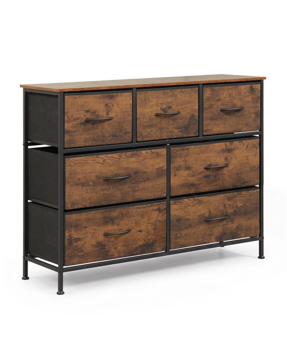 Sugift 7-Drawer Wide Dresser with 2-Sized Folding Fabric Drawers for Bedroom