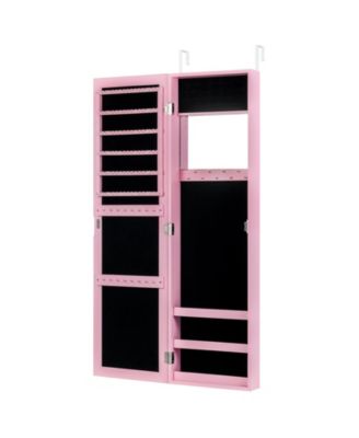Wall or Door Mounted Jewelry Armoire Cabinet with Full Length Mirror and Storage Organizer