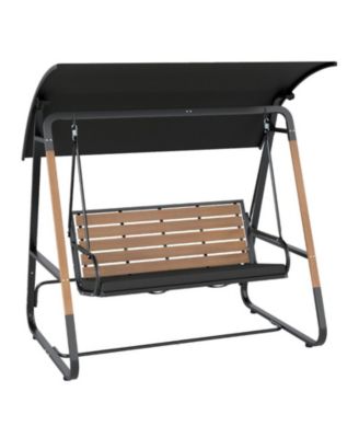 3-Person Outdoor Porch Swing with Adjustable Canopy