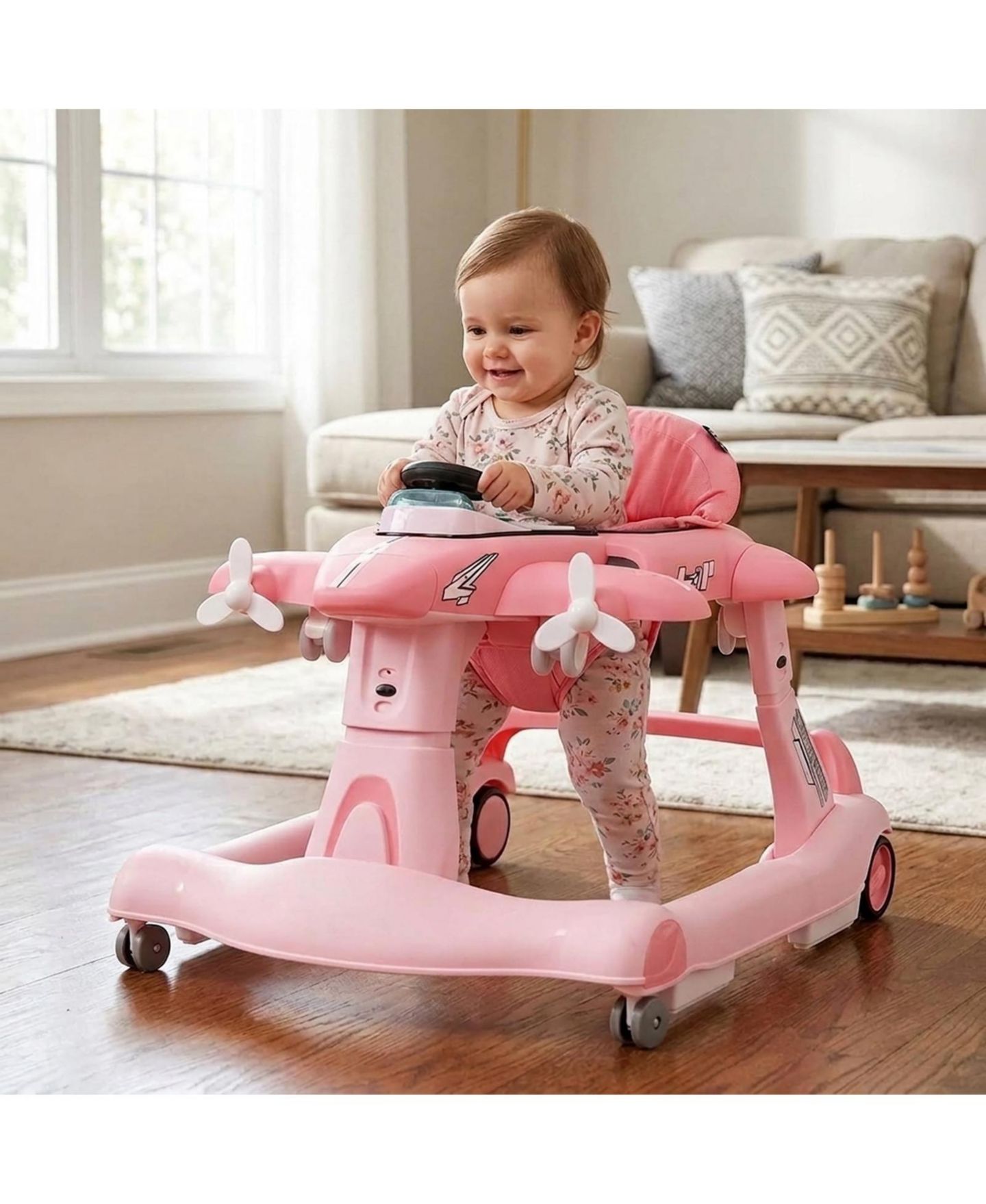 Детская игрушка SUGIFT 6-in-1 Baby Activity Center with Wheels and Detachable Play Platform, Ages 6-18 Months, цвет: Розовый — фото 3