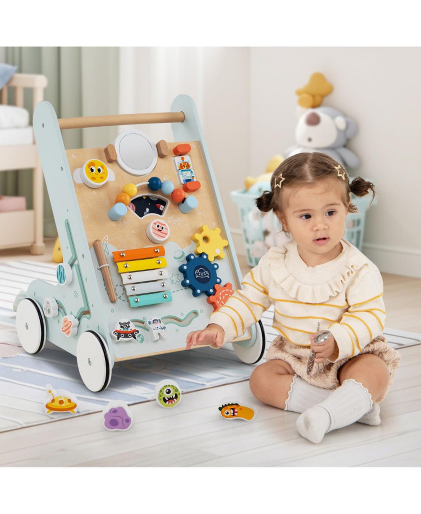 Детская игрушка HONGGE Wooden Push-Along Activity Center, Ages 1+, цвет: Натуральный — фото 6