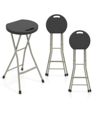 28 Inch Folding Outdoor Stools Set of 2 with Footrest 330 Lbs Capacity