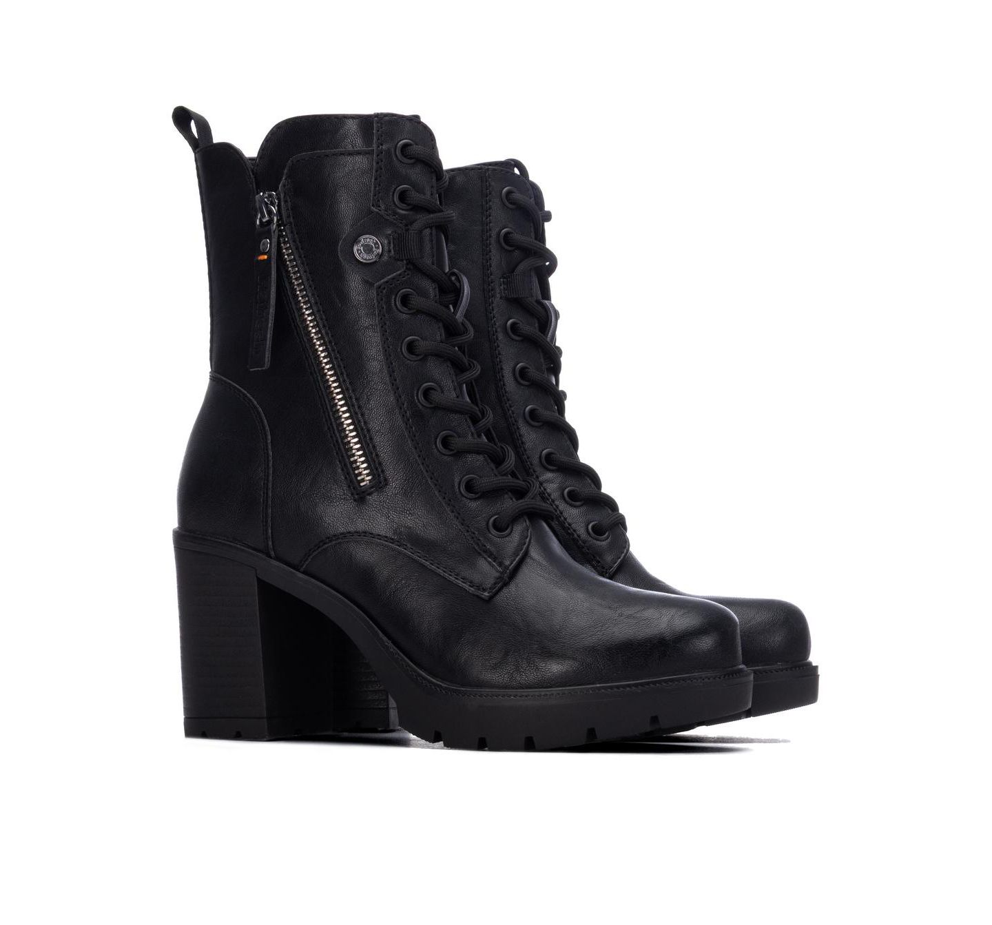 Женские ботинки XTI Refresh Combat Lug Sole Block Heel Ankle Booties, цвет: Чёрный — фото 4