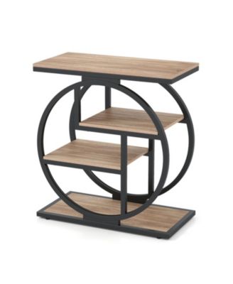 4-Tier Narrow End Table for Living Room with Storage Shelves