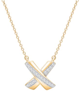 Diamond X-Shape Cable Chain Necklace (1/10 ct. t.w.) in 10k Yellow Gold