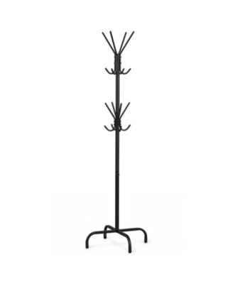 Freestanding Metal Coat Tree Featuring 16 Staggered Hooks