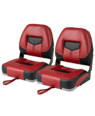 Set of 2 Folding Low Back Fishing Boat Seats with Padded Backrest