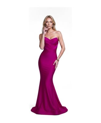 Women's Strapless Layered Tulip Bodice Mermaid Evening Gown