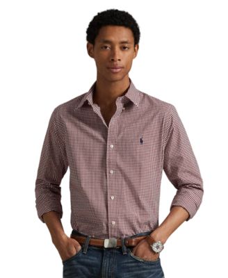 Men's Custom Gingham Stretch Cotton-Blend Poplin Dress Shirt