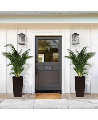 30" Faux Rattan Tall Self-Watering Planter with Water Level Monitor