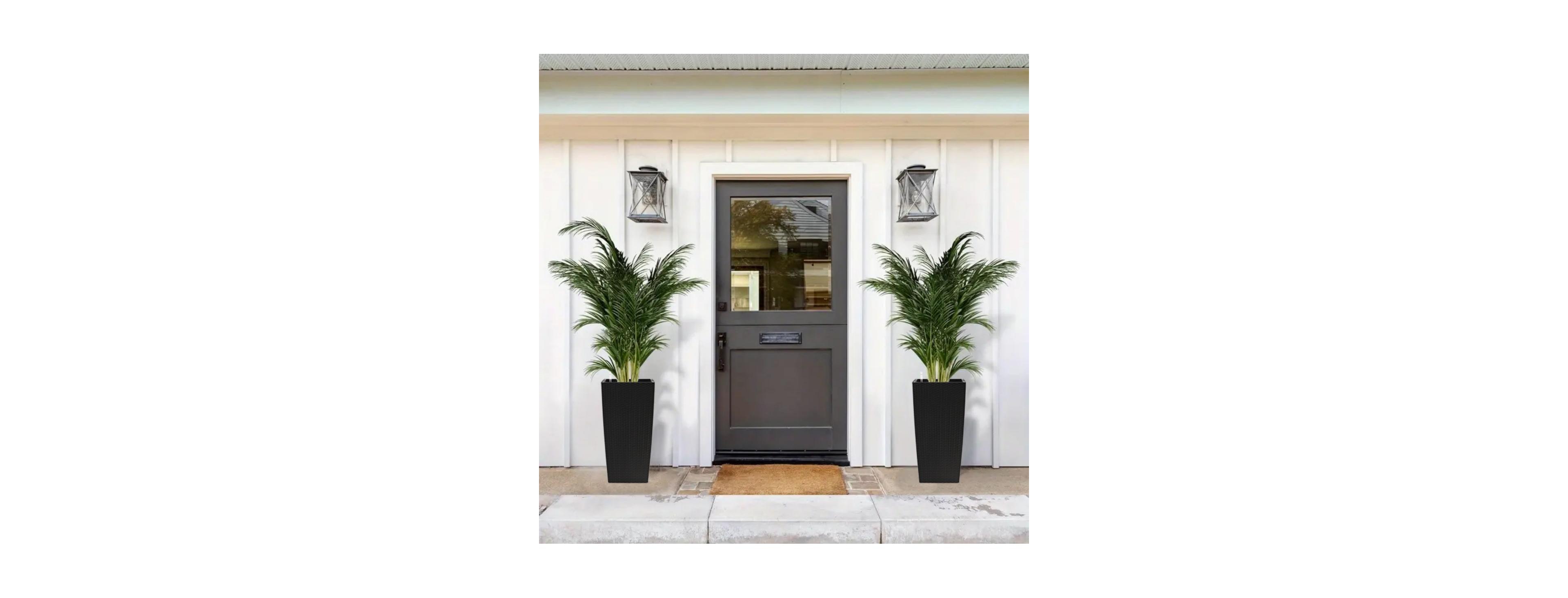 Laoties 30" Faux Rattan Tall Self-Watering Planter with Water Level Monitor