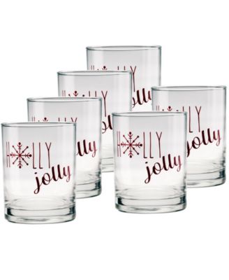 Holiday Holly Jolly Double Old Fashioned Glasses, Set of 6