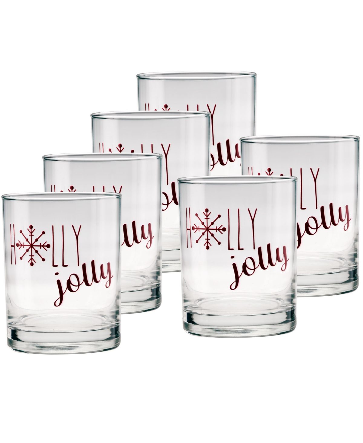 Culver Holiday Holly Jolly Double Old Fashioned Glasses, Set of 6