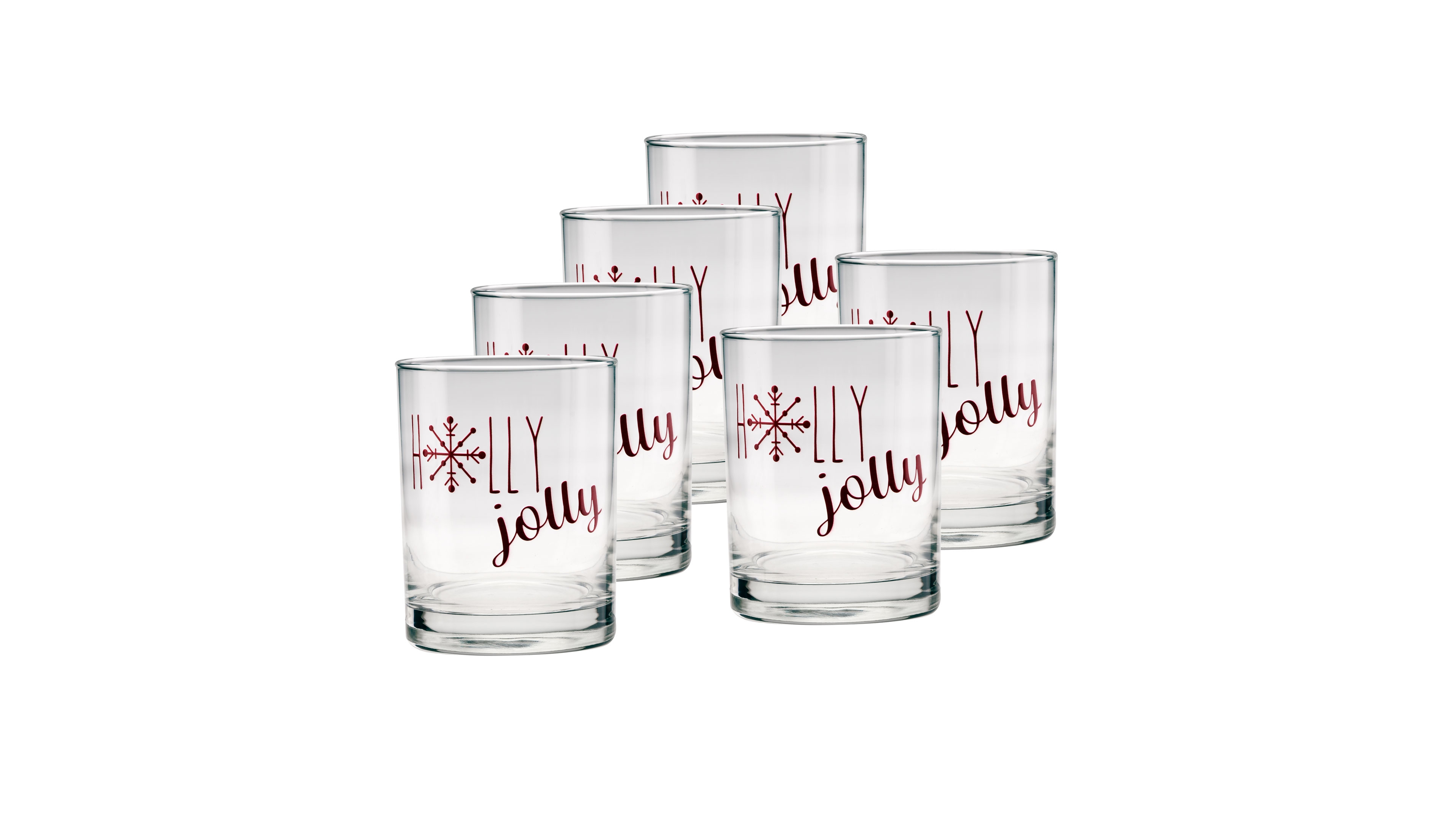 Culver Holiday Holly Jolly Double Old Fashioned Glasses, Set of 6