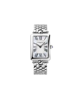 Women's Quartz Art Deco Carr&eacute;e Silver-Tone Stainless Steel Bracelet Watch 20.7mm