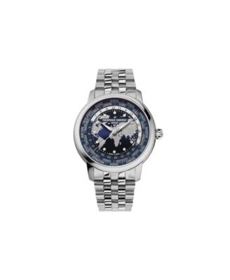 Men's Swiss Automatic Classic Worldtimer Silver-Tone Stainless Steel Watch 40mm