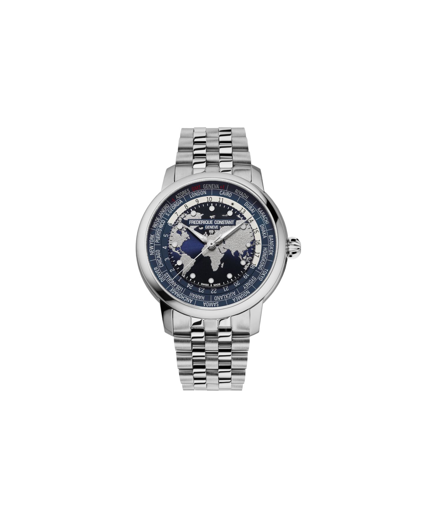 Мужские часы Frederique Constant Swiss Automatic Classic Worldtimer Silver-Tone Stainless Steel 40mm — фото 1