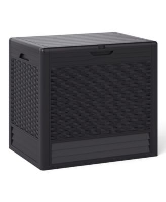 25 Gallon Rattan-Pattern Outdoor Storage Box with Lid