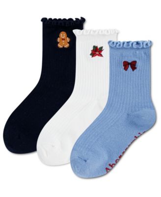 Girls' 4-11 Half-Crew Lettuce Socks, 3-Pack