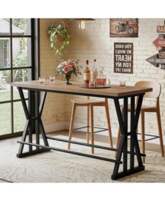 62.99" Industrial Bar Table with Footrest and X-Leg